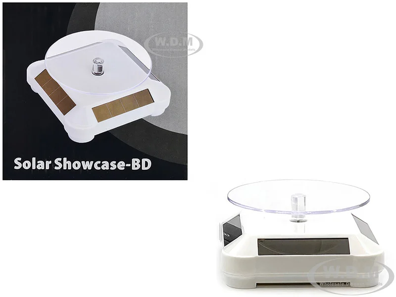3.5″ Solar Rotating Display Stand with White Base for 1/64 Scale Model Cars - Accessories