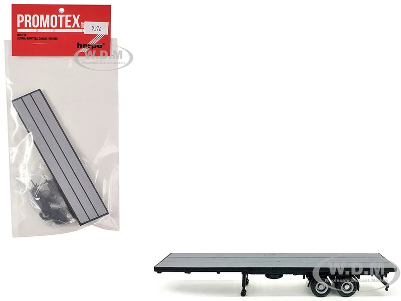 40ft Flatbed Trailer Gray Top 1/87 (HO) Plastic Model by Promotex - Accessories