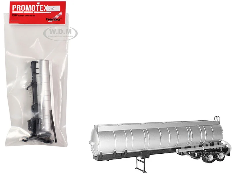 Chemical Tanker Trailer Silver 1/87 (HO) Plastic Model by Promotex - Accessories