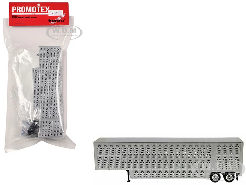 Livestock Trailer Silver 1/87 (HO) Plastic Model by Promotex - Accessories