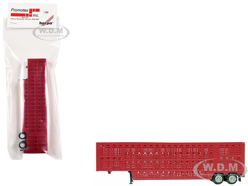 Livestock Trailer Red 1/87 (HO) Plastic Model by Promotex - Accessories