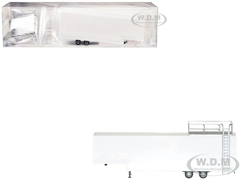 Race Horse Transport Trailer White 1/87 (HO) Plastic Model by Promotex - Accessories