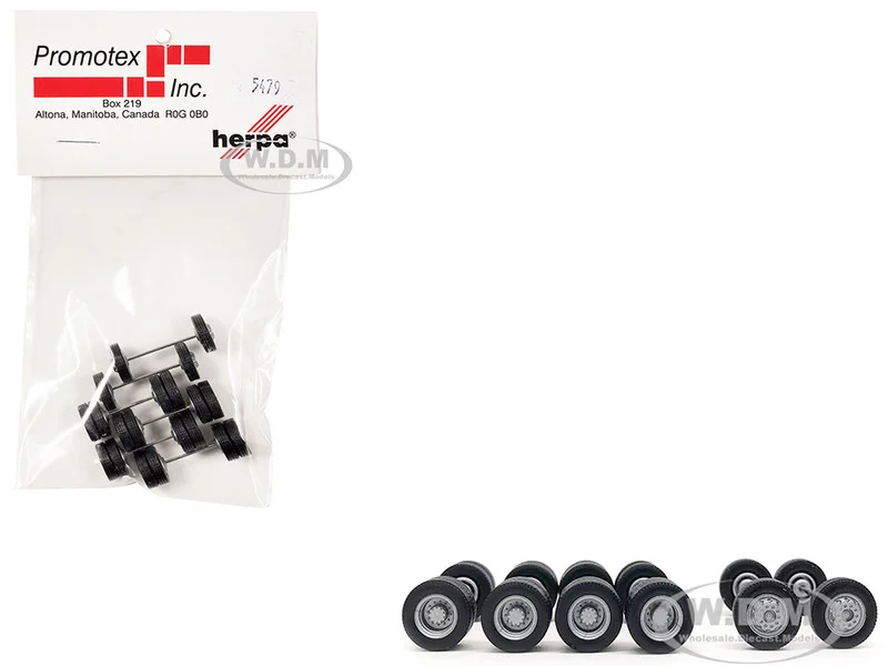 Planetary Hubs Wheel Set (2 Front and 4 Rear) 1/87 (HO) Plastic Model by Promotex - Accessories