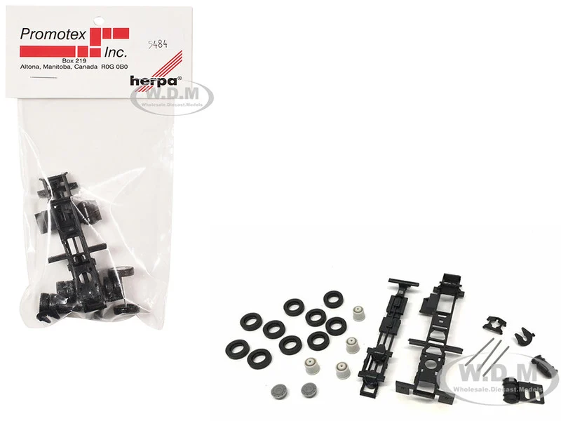 Short Chassis Kit for Kenworth, Peterbilt, and GMC Cabs 1/87 (HO) Plastic Model by Promotex - Accessories