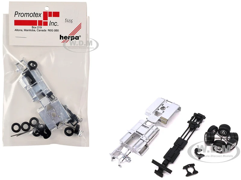 Chrome Chassis Kit for Kenworth or Peterbilt Cab 1/87 (HO) Plastic Model by Promotex - Accessories