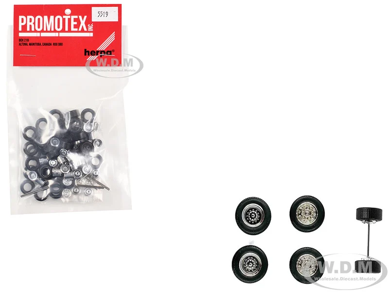 Super Singles with Fronts Sets of Wheels (10 Sets) 1/87 (HO) Plastic Model by Promotex - Accessories