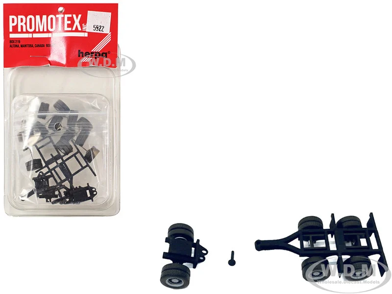 Lowboy Dual Axle Booster with Integrated Rear Axle and Fenders (2 Sets) 1/87 (HO) Plastic Model by Promotex - Accessories