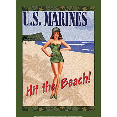 U.S. Marines: "Hit the Beach!" Metal Sign - Signs 4 Fun