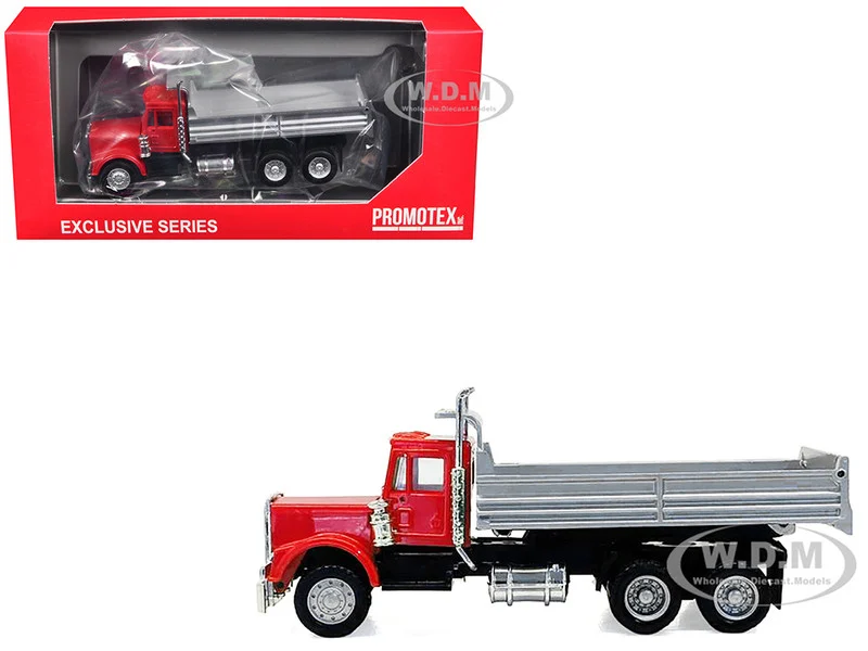 Peterbilt Dump Truck with Red Cab 1/87 (HO) Plastic Model Car by Promotex - Peterbilt Models