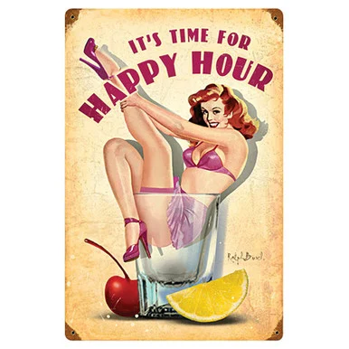 "It's Time For Happy Hour" Metal Sign - Vintage Sign Co.