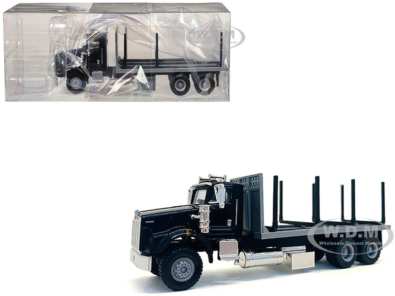 Kenworth T800 Stake Bed Truck Black 1/87 (HO) Plastic Model Car by Promotex - Kenworth Models