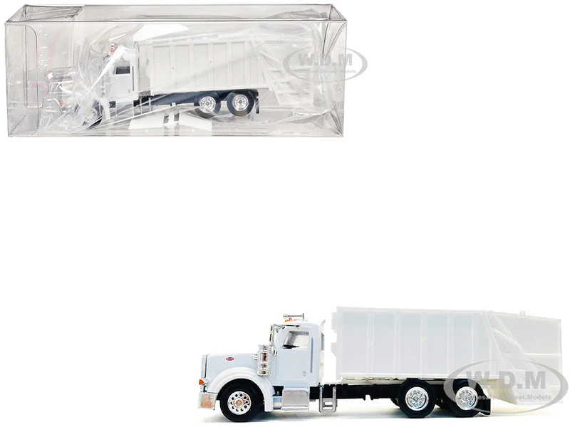 Peterbilt 367 Garbage Truck White 1/87 (HO) Plastic Model Car by Promotex - Peterbilt Models