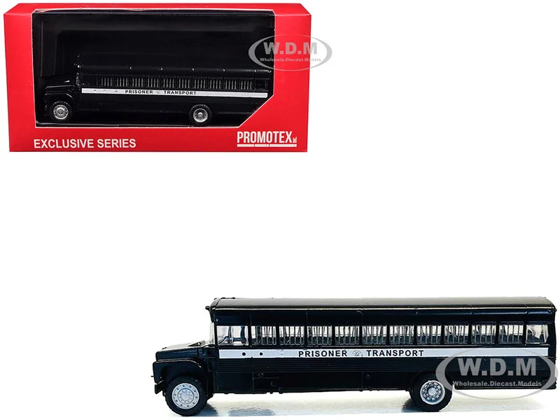 Prisoner Transport Bus Black 1/87 (HO) Plastic Model Car by Promotex - Bus Models