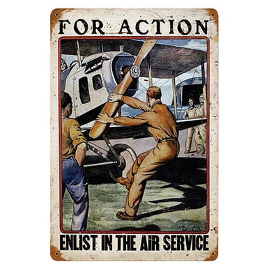 "For Action Enlist in the Air Service" Metal Sign - Vintage Sign Co.