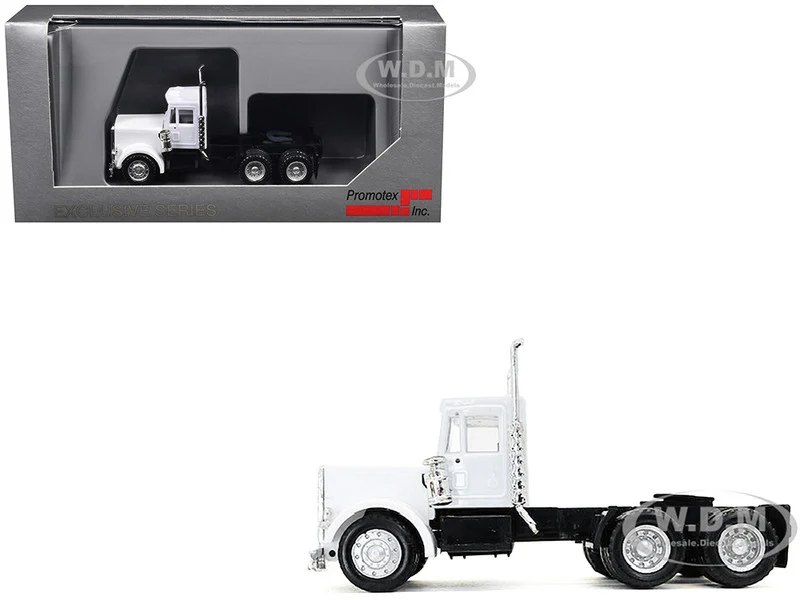 Peterbilt Short Day Cab White 1/87 (HO) Plastic Model Car by Promotex - Peterbilt Models