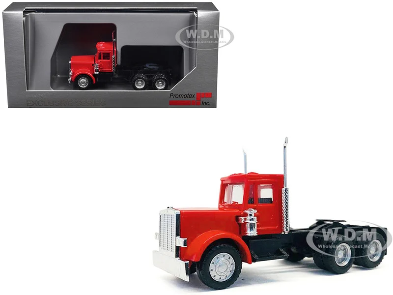 Peterbilt Short Day Cab with Updated Grill Red 1/87 (HO) Plastic Model Car by Promotex - Peterbilt Models