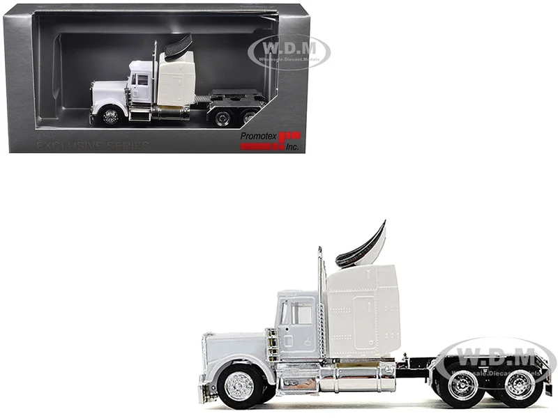 Kenworth W900 Sleeper Cab White 1/87 (HO) Plastic Model Car by Promotex - Kenworth Models