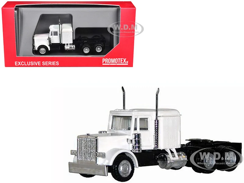 Peterbilt Long Tractor White 1/87 (HO) Plastic Model Car by Promotex - Peterbilt Models