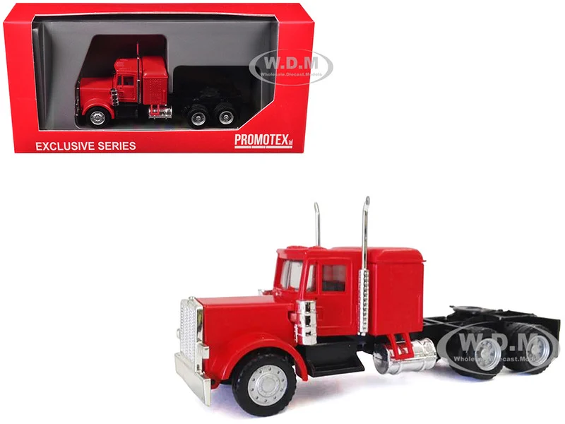 Peterbilt Long Tractor Red 1/87 (HO) Plastic Model Car by Promotex - Peterbilt Models