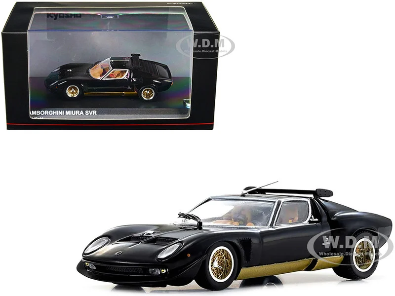 Lamborghini Miura SVR Black with Gold Accents and Wheels 1/43 Diecast Model Car by Kyosho - Lamborghini Models