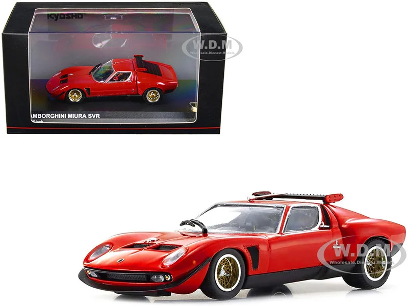 Lamborghini Miura SVR Red with Black Accents and Gold Wheels 1/43 Diecast Model Car by Kyosho - Lamborghini Models