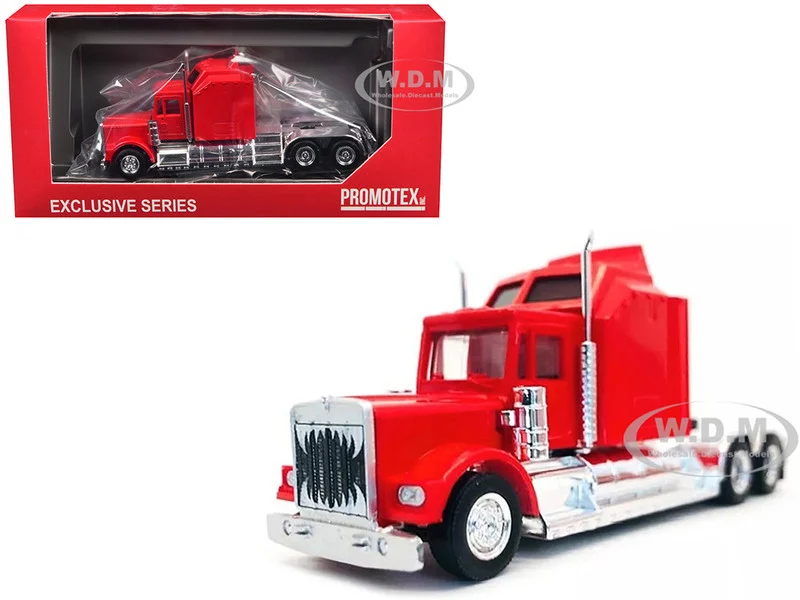 Kenworth W900 with Extra Large Sleeper Red 1/87 (HO) Plastic Model Car by Promotex - Kenworth Models