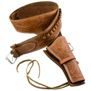Holster Western Deluxe Tooled Tan Leather - Size - L