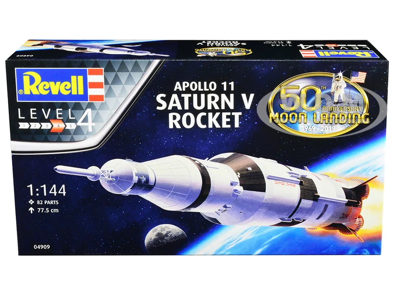 Level 4 Model Kit Apollo 11 Saturn V Rocket "50th Anniversary Moon Landing" 1/144 Scale Model by Revell - Model Kits (To Built)