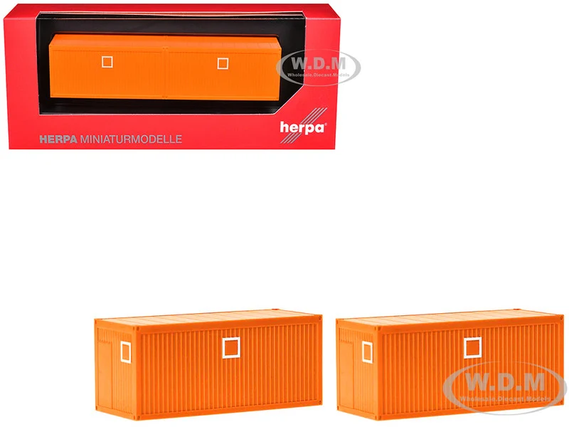 Mobile Offices Orange Set of 2 pieces 1/87 (HO) Plastic Model by Herpa - Accessories