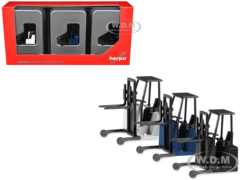 Forklifts with Trailer Bumper 3 Piece Set 1/87 (HO) Plastic Models by Promotex - Other