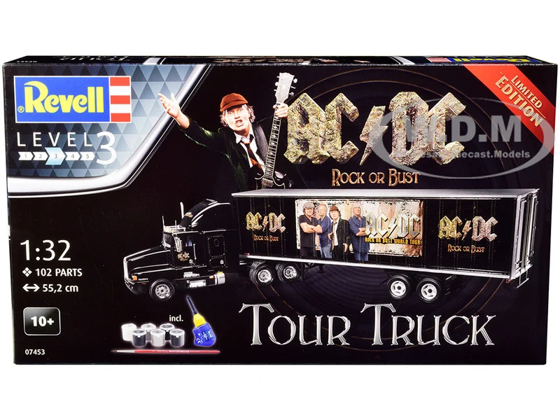 Level 3 Model Kit Kenworth Tour Truck "AC/DC Rock or Bust" 1/32 Scale Model by Revell - Kenworth Models