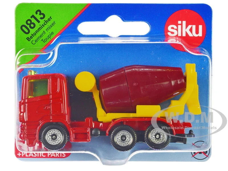 Cement Mixer Red and Yellow Diecast Model by Siku - Construction Models
