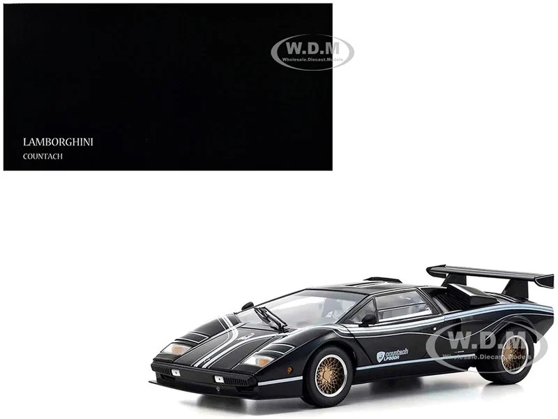 Lamborghini Countach LP 500R Black with White Interior 1/18 Diecast Model Car by Kyosho - Lamborghini Models