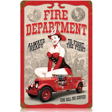 Fire Department Pin Up Metal Sign V517 - Vintage Sign Co.