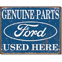 Genuine Ford Parts Used Here Metal Sign - Desperate Enterprises