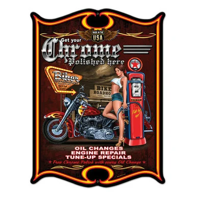 "Get Your Chrome Polished Here" Metal Sign - Vintage Sign Co.