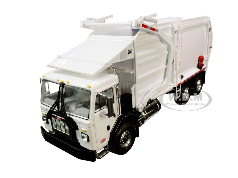 Peterbilt 520 Garbage Truck with Wittke Front End Load Refuse and Trash Bin White 1/34 Diecast Model by First Gear - Peterbilt Models