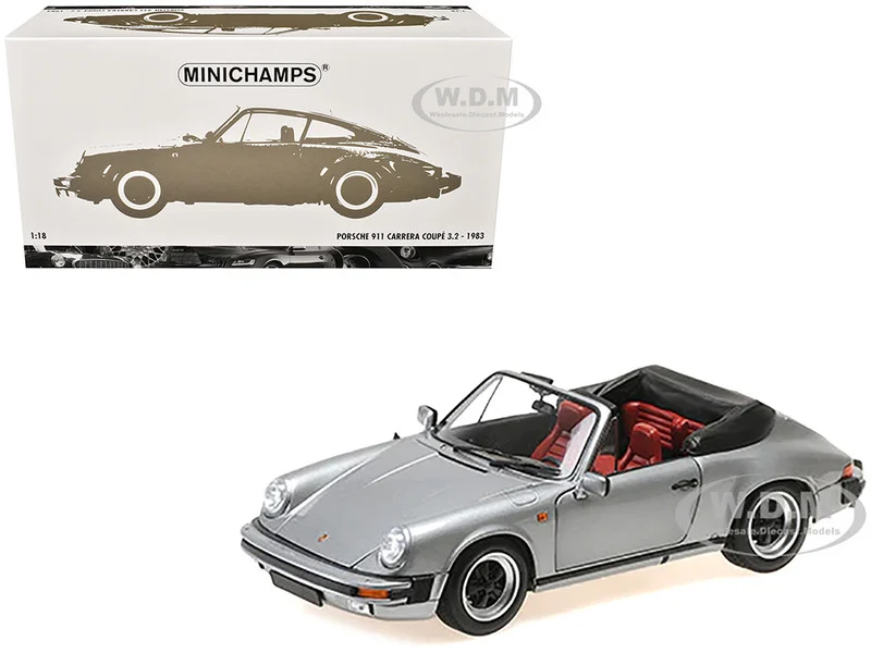 1983 Porsche 911 Carrera Cabriolet 3.2 Gray Metallic 1/18 Diecast Model Car by Minichamps - Porsche Models
