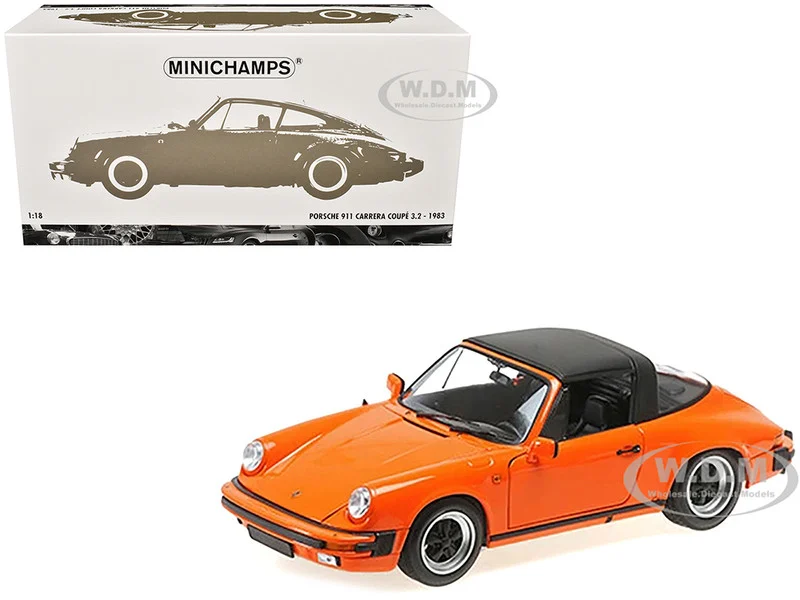 1983 Porsche 911 Carrera Targa 3.2 Orange 1/18 Diecast Model Car by Minichamps - Porsche Models