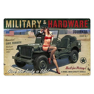 Military & Hardware Jeep Pin Up Metal Sign HB197 - Vintage Sign Co.