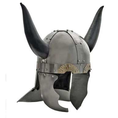 Viking Helmet with Leather Wrapped Horns - SZCO Supplies