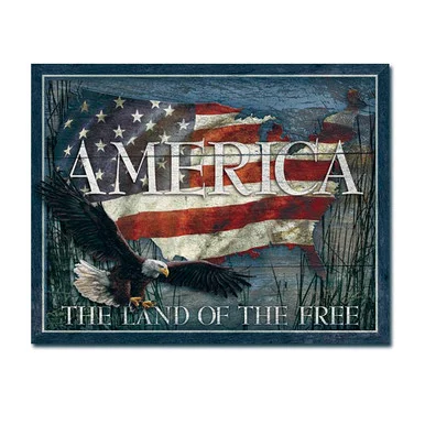 America - Land of the Free Metal Sign