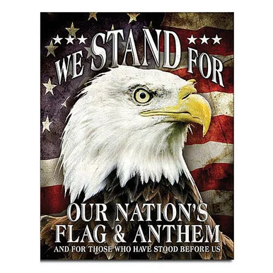 We Stand For Our Flag Metal Sign - Desperate Enterprises