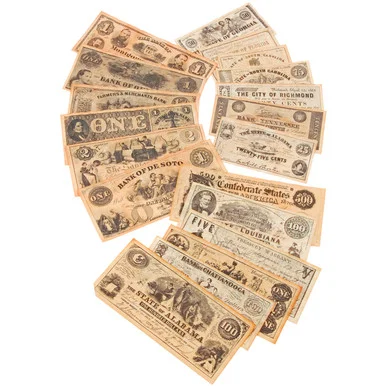 18-piece Civil War Replica Currency Set