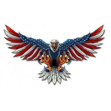 Eagle With U.S. Flag Wings Spread Cutout Metal Sign FLY044 - Vintage Sign Co.