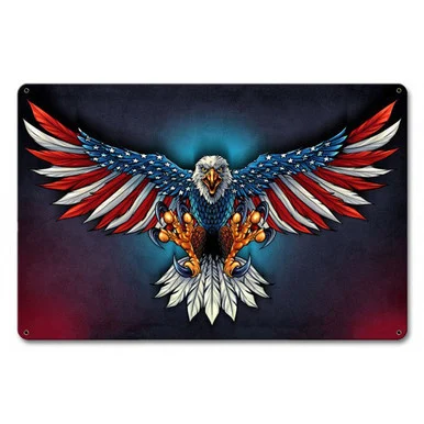 Eagle With US Flag Wings Metal Sign - Vintage Sign Co.