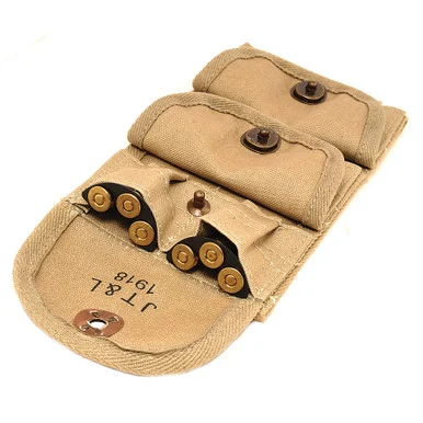 U.S. WWI M1917 Half Moon Clip .45 cal 3 Pocket Pouch World War Supply (958)
