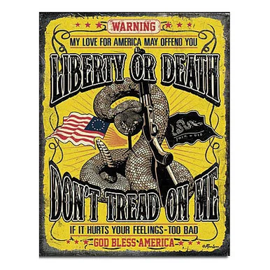 Liberty or Death: Don't Tread on Me Metal Sign 2234 - Desperate Enterprises