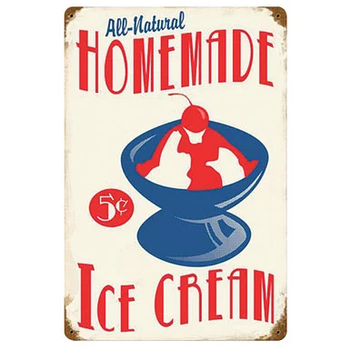 Homemade Ice Cream Metal Sign - Vintage Sign Co.