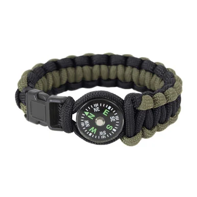 Paracord Compass Bracelet- Olive Drab/Black